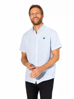 پیراهن مردانه راهراه آبی – لیورجی (US Grand Polo)